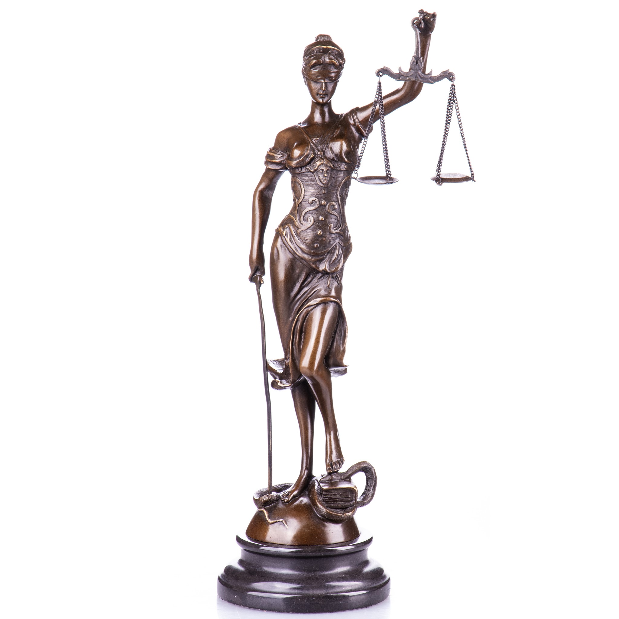 Justitia - bronz szobor márványtalpon képe